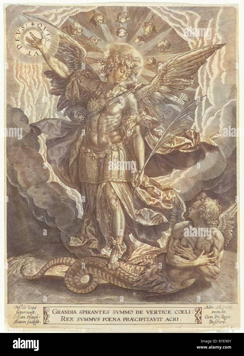 Erzengel Michael mit Füßen Satan, Samuel van Hoogstraten, A. Huberti, unbekannt, 1575 Stockfoto