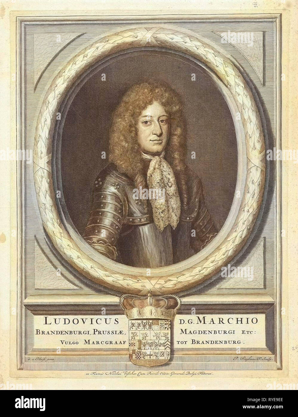 Portrait von Louis, Markgraf von Brandenburg, Pieter Stevens (vermeld 1689), Nicolaes Visscher (II), Staten Generaal, 1781 - 1702 Stockfoto