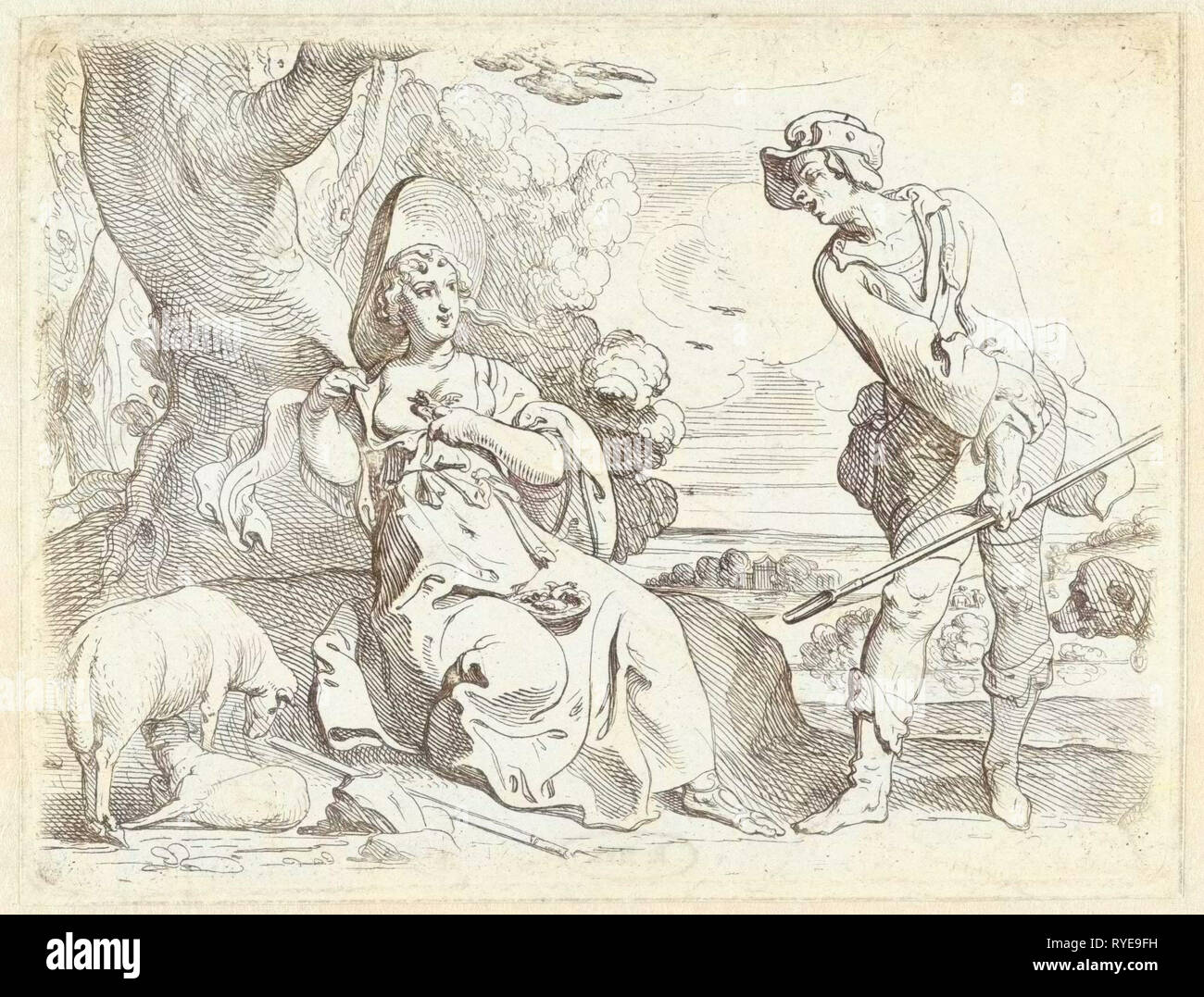 Schäfer und Schäferin, Theodoor van Thulden, 1630-1634 Stockfoto