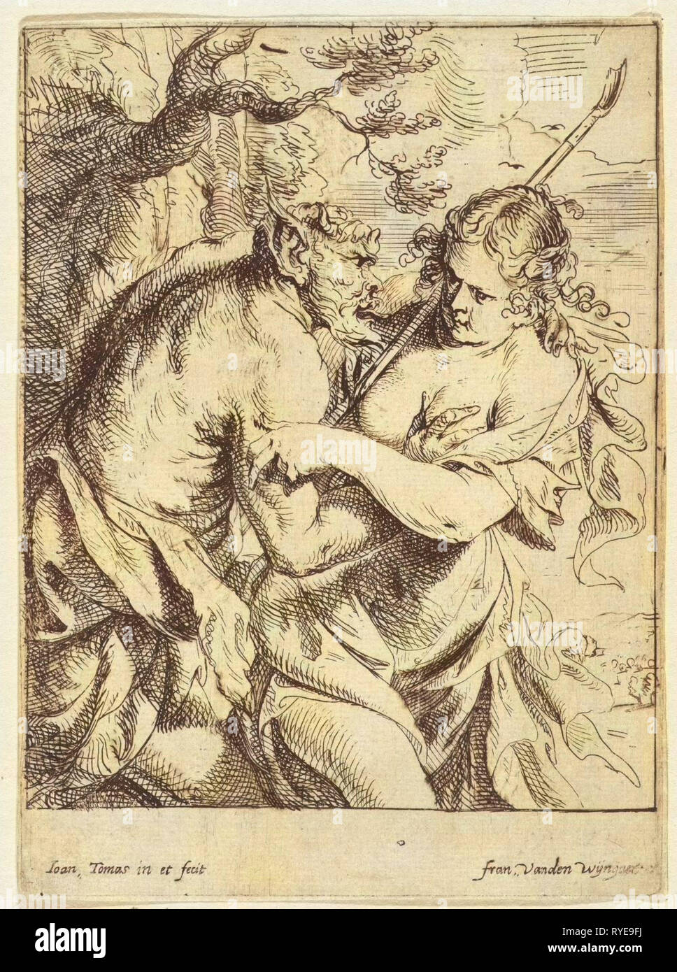 Sater und Schäferin, Jan Thomas, 1627-1678 Stockfoto