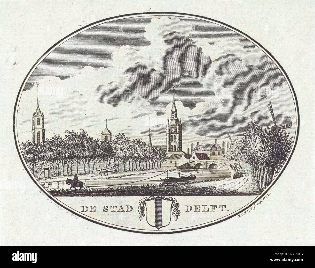 Ansicht von Delft, die Niederlande, Jan Gerritsz. Visser, 1792 Stockfoto