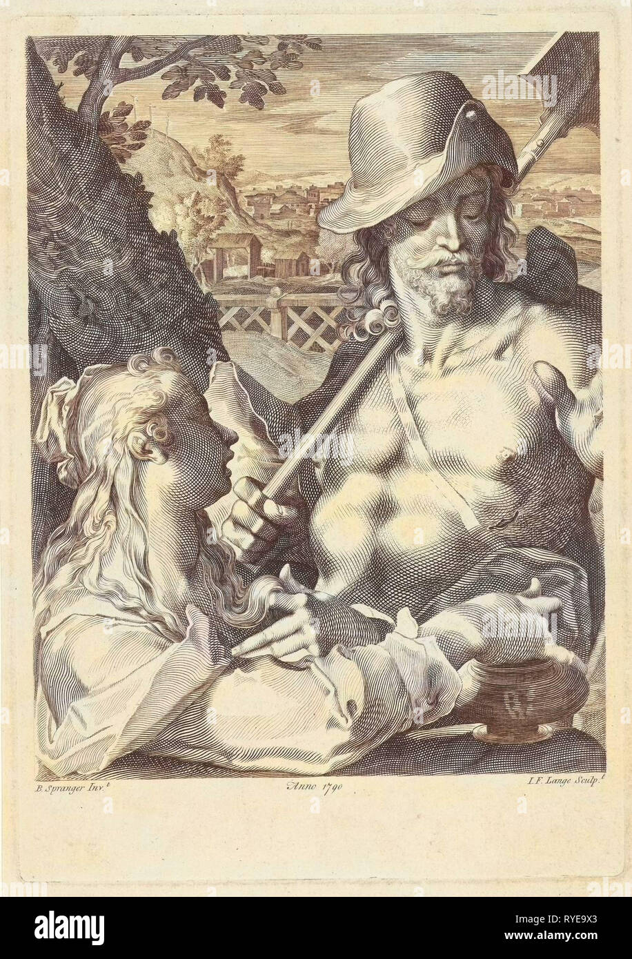 als Gärtner erscheint Christus Mary Magdalene, Johannes Fredericus Lange, 1790 Stockfoto