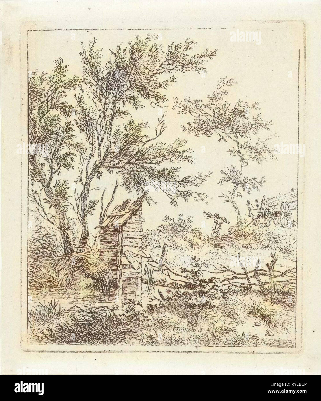 Landschaft mit Holz Sammler, Hermanus Fock, 1781-1822 Stockfoto