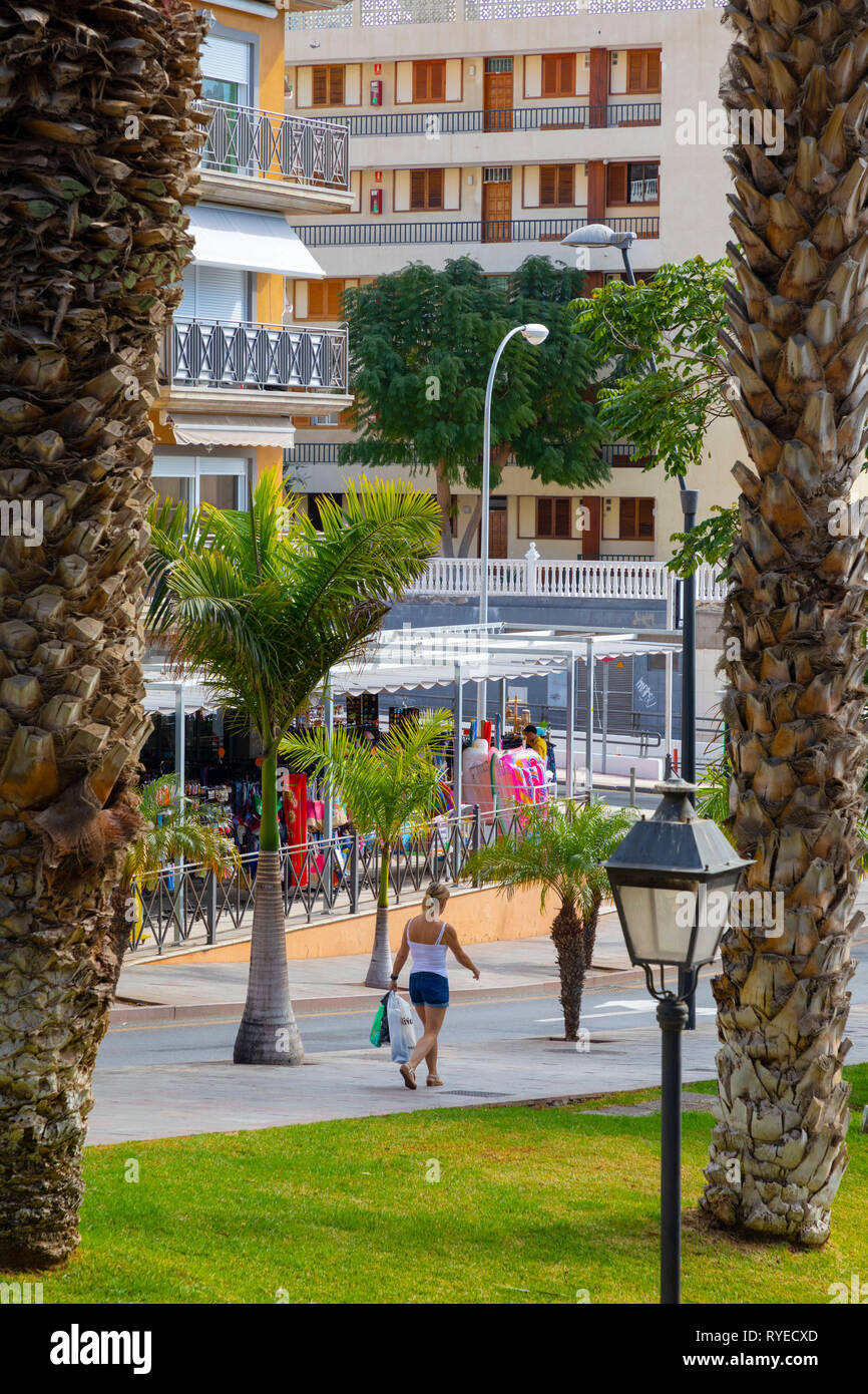 Einkaufsmöglichkeiten in Los Cristianos, Los Cristianos, Teneriffa, Kanarische Inseln, Spanien, Atlantik, Europa, Stockfoto