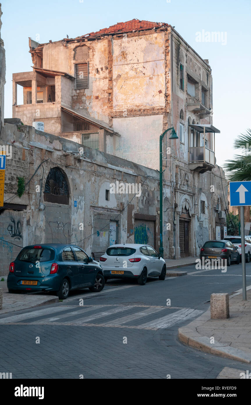 Die osmanische Architektur in Jaffa. Dies bald renovierten Gebäude wurde während der türkischen Herrschaft in Israel/Palästina gebaut werden Stockfoto