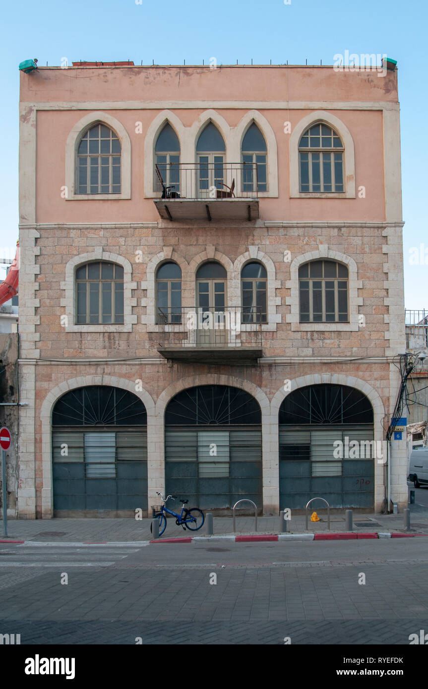 Die osmanische Architektur in Jaffa. Dies bald renovierten Gebäude wurde während der türkischen Herrschaft in Israel/Palästina gebaut werden Stockfoto