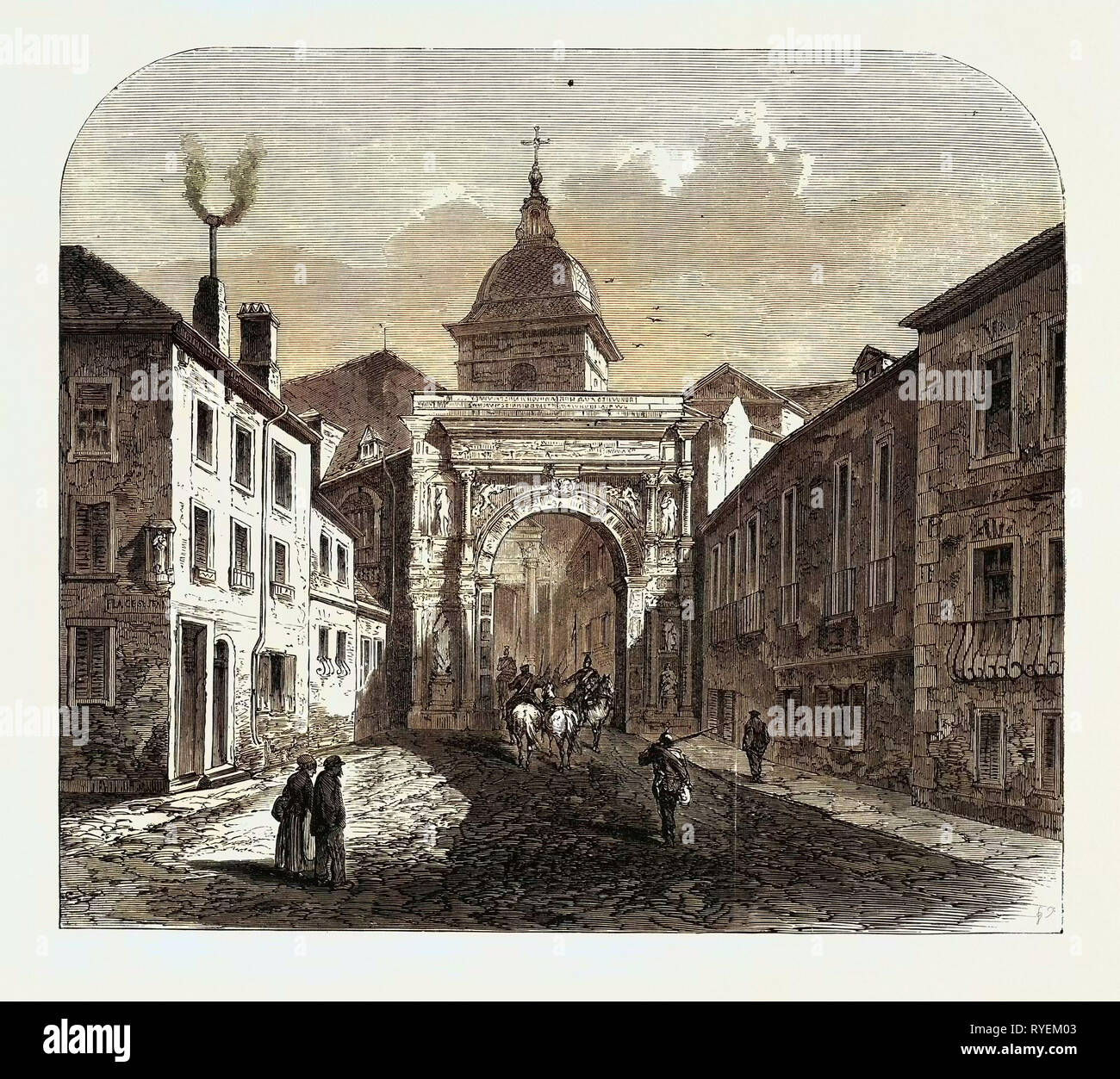 Deutsch-französischen Krieg: Die schwarze Tür, Besançon, Gravur 1870 Stockfoto