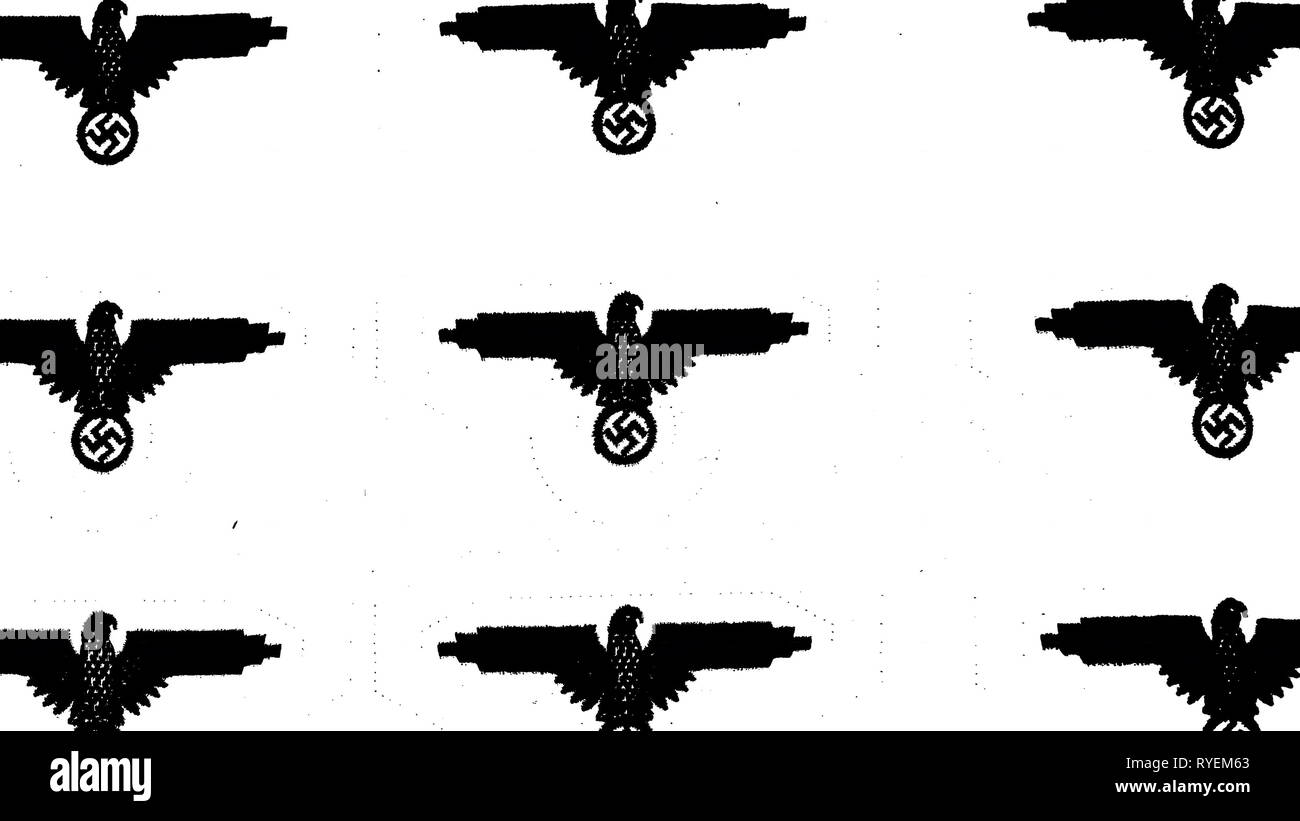 Blick von der Vogel ns-Symbol auf der weißen Wand aus der Geschichte Stockfoto