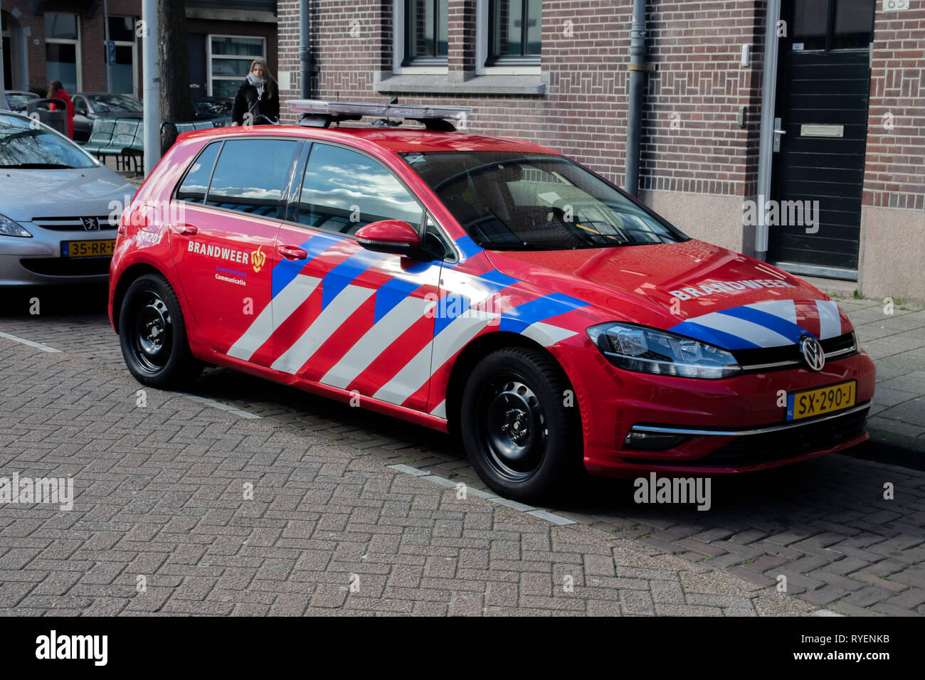 Fire Deparment Auto in Amsterdam Die Niederlande 2019 Stockfoto