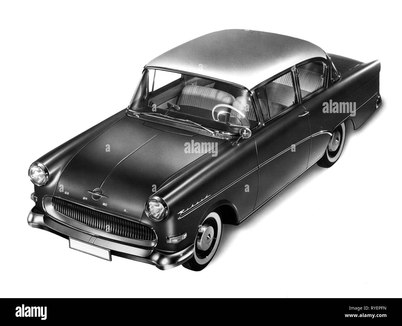 Transport/Verkehr, Autos, Fahrzeug Varianten, Opel Olympia Rekord, Ansicht von links oben, Deutschland, 13.8.1957, Additional-Rights - Clearance-Info - Not-Available Stockfoto