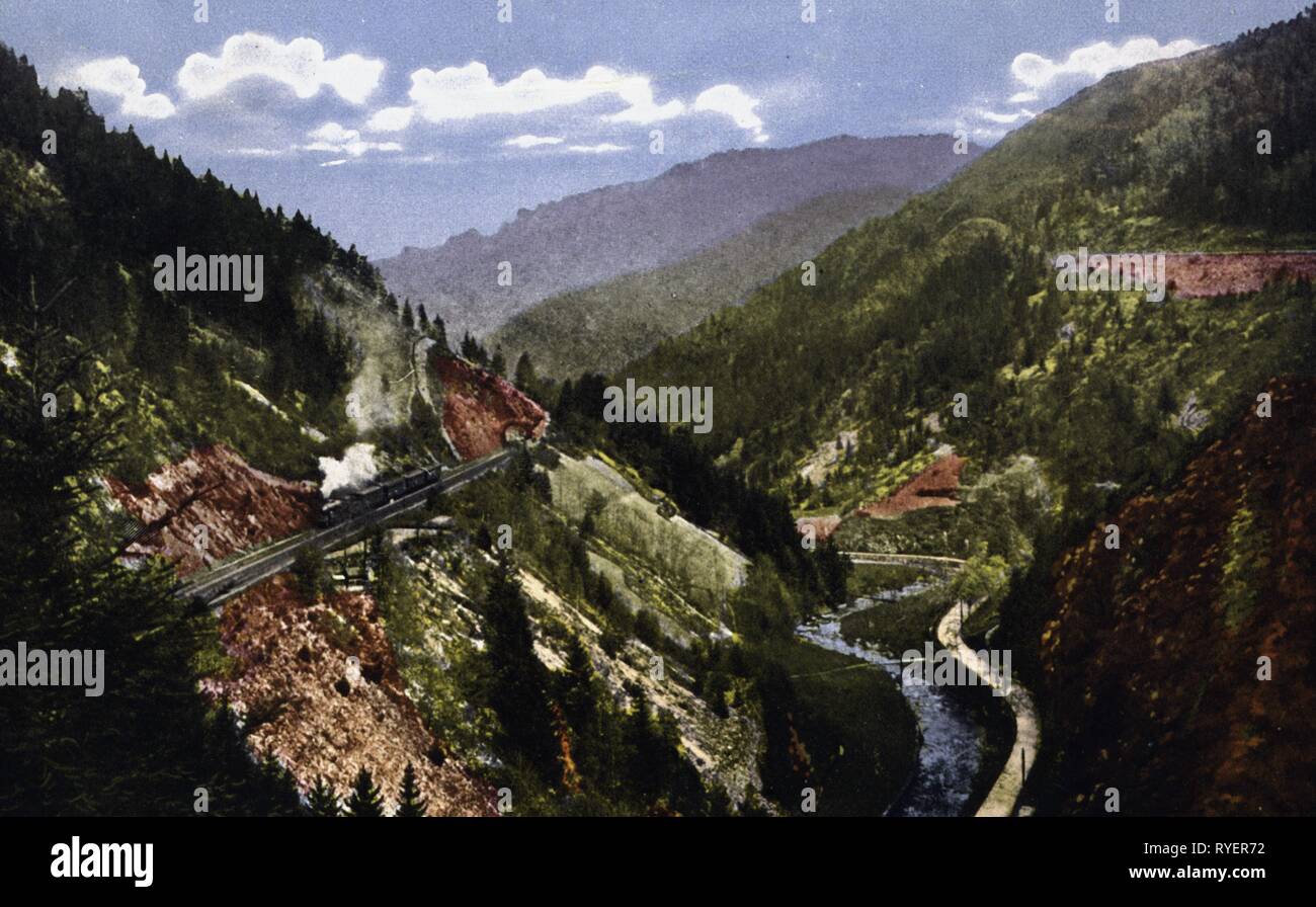 Verkehr/Transport, Bahn, Route, Schwarzwald Eisenbahn, Brigach Tal, Baden-Wuerttemberg, Postkarte, 1924, Additional-Rights - Clearance-Info - Not-Available Stockfoto