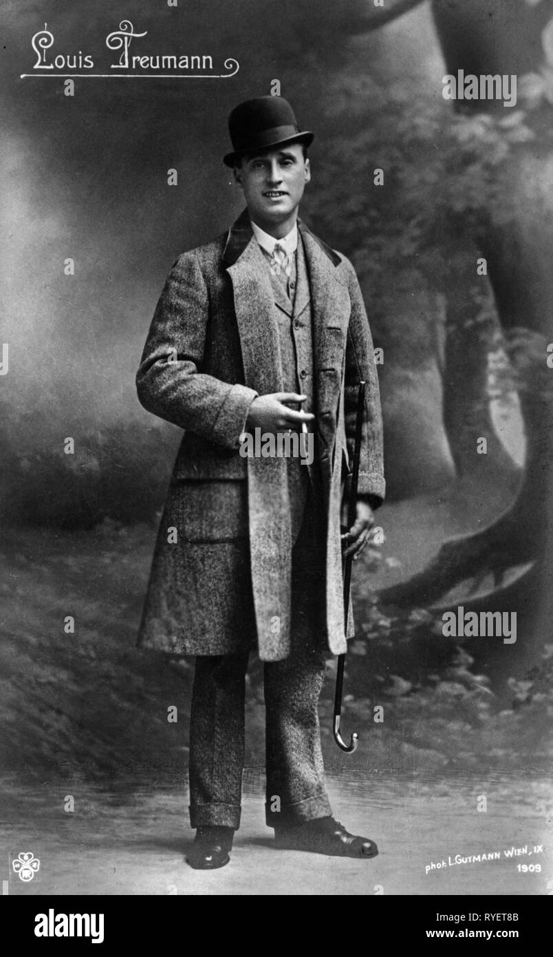 Theater/Theater der Jahrhundertwende, Louis Treumann Klammerauf 1872 - 1943 Klammerzu, Postkarte, Wien, 1909, Additional-Rights - Clearance-Info - Not-Available Stockfoto