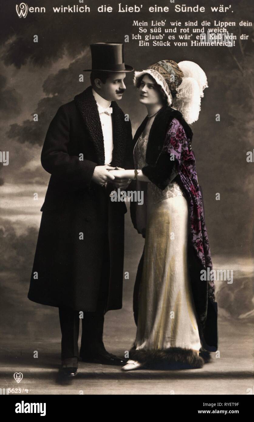 Theater/Theater, Schauspieler, an der Wende des 19./20. Jahrhunderts, "Wann sterben wirklich lieb liebe Suende waer' (wenn Liebe wirklich eine Sünde), farbige Ansichtskarte, um 1900, Additional-Rights - Clearance-Info - Not-Available Stockfoto Theater/Theater, Schauspieler, an der Wende des 19./20. Jahrhunderts, "Wann sterben wirklich lieb liebe Suende waer' (wenn Liebe wirklich eine Sünde), farbige Ansichtskarte, um 1900, Additional-Rights - Clearance-Info - Not-Available Stockfoto