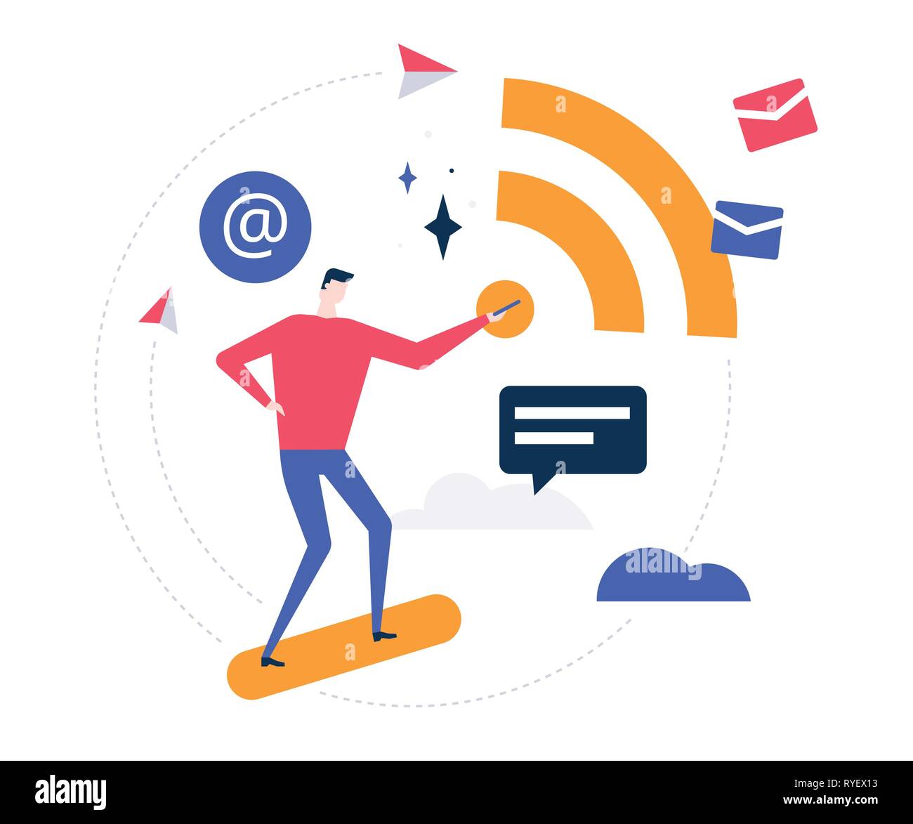 Kostenloses WLAN - flaches design Stil bunte Illustration Stock Vektor