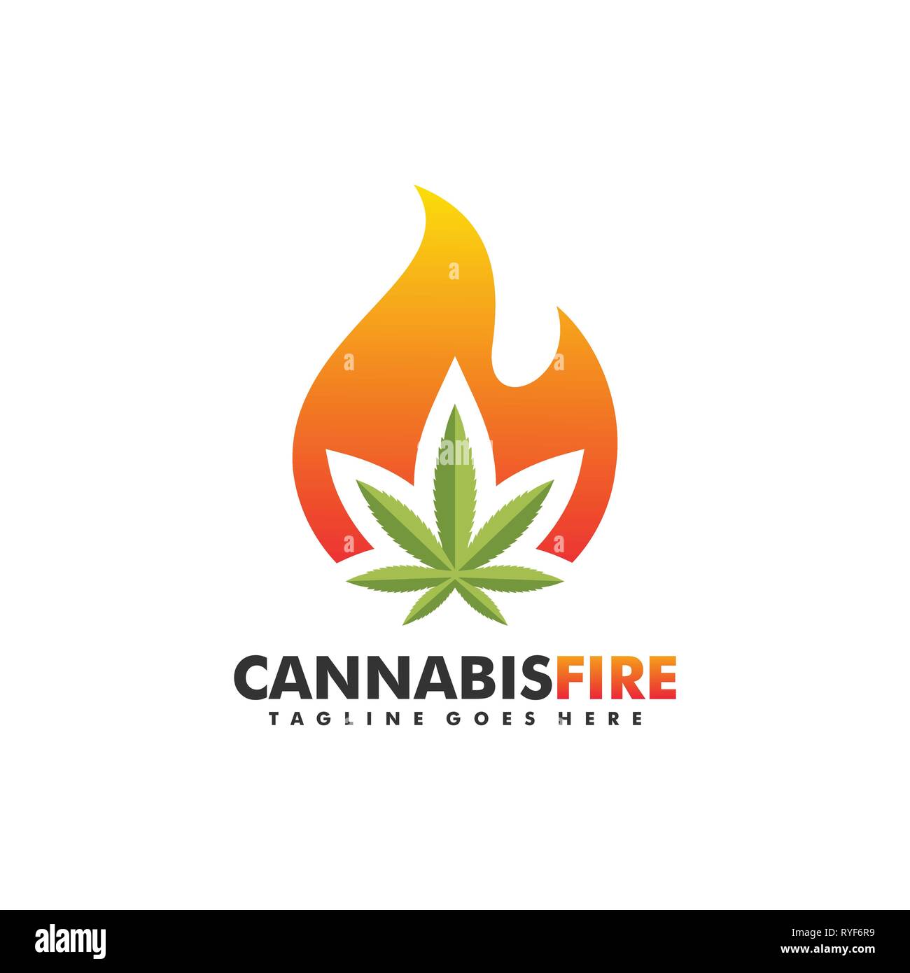 Cannabis Feuer 2 Konzeption Illustration Vektor Design vorlage. Geeignet für kreative Industrie, Multimedia, Entertainment, Ausbildungen, Shop, und alle rela Stock Vektor