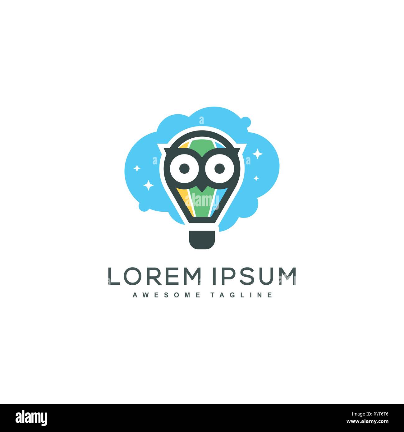 Eule ballon Konzeption Illustration Vektor Design vorlage. Geeignet für kreative Industrie, Multimedia, Entertainment, Ausbildungen, Shop, und alle damit verbundenen Stock Vektor