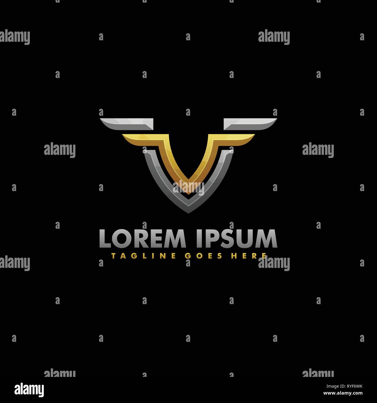 V-Wing Konzeption Illustration Vektor Design vorlage. Geeignet für kreative Industrie, Multimedia, Entertainment, Ausbildungen, Shop, und alle damit verbundenen Busin Stock Vektor