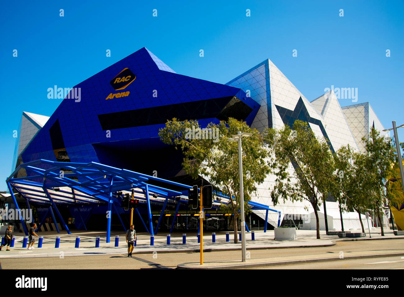 PERTH, Australien - 2. März, 2019: RAC-Arena ist ein Unterhaltungs- und sporting Arena wurde im Jahr 2012 erbaut und wurde von Architekturbüros Ashton Raggat konzipiert Stockfoto