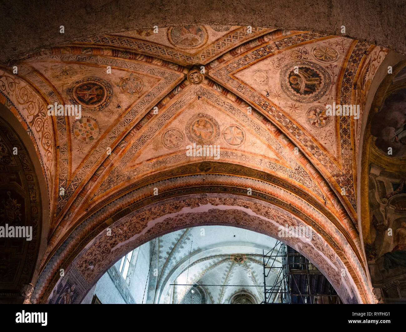 BRESCIA, Italien - 21. FEBRUAR 2019: Einrichtung der Duomo Vecchio (Die Alte Kathedrale, Rotonda, Concattedrale invernale di Santa Maria Assunta) in Brescia cit Stockfoto