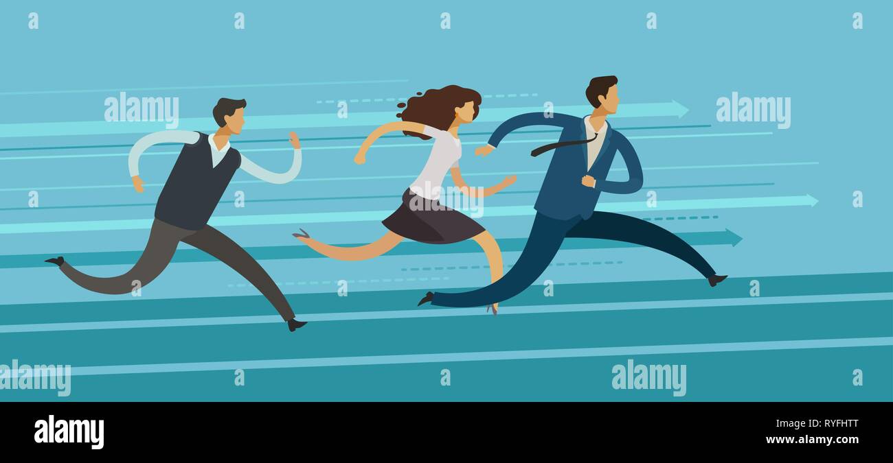 Business Leute laufen. Konkurrenz, Rivalität, die Zielerreichung Konzept. Vector Illustration Stock Vektor