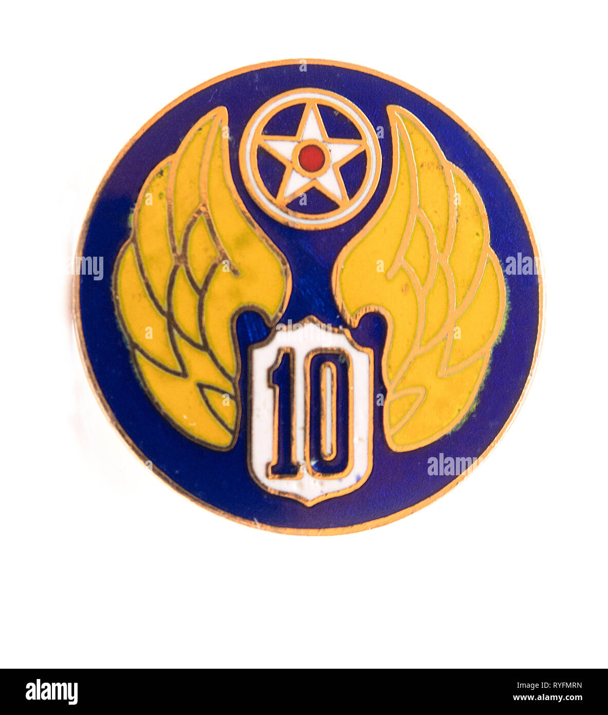 Metall pin badge Nummer 10 gold Wings Stockfoto