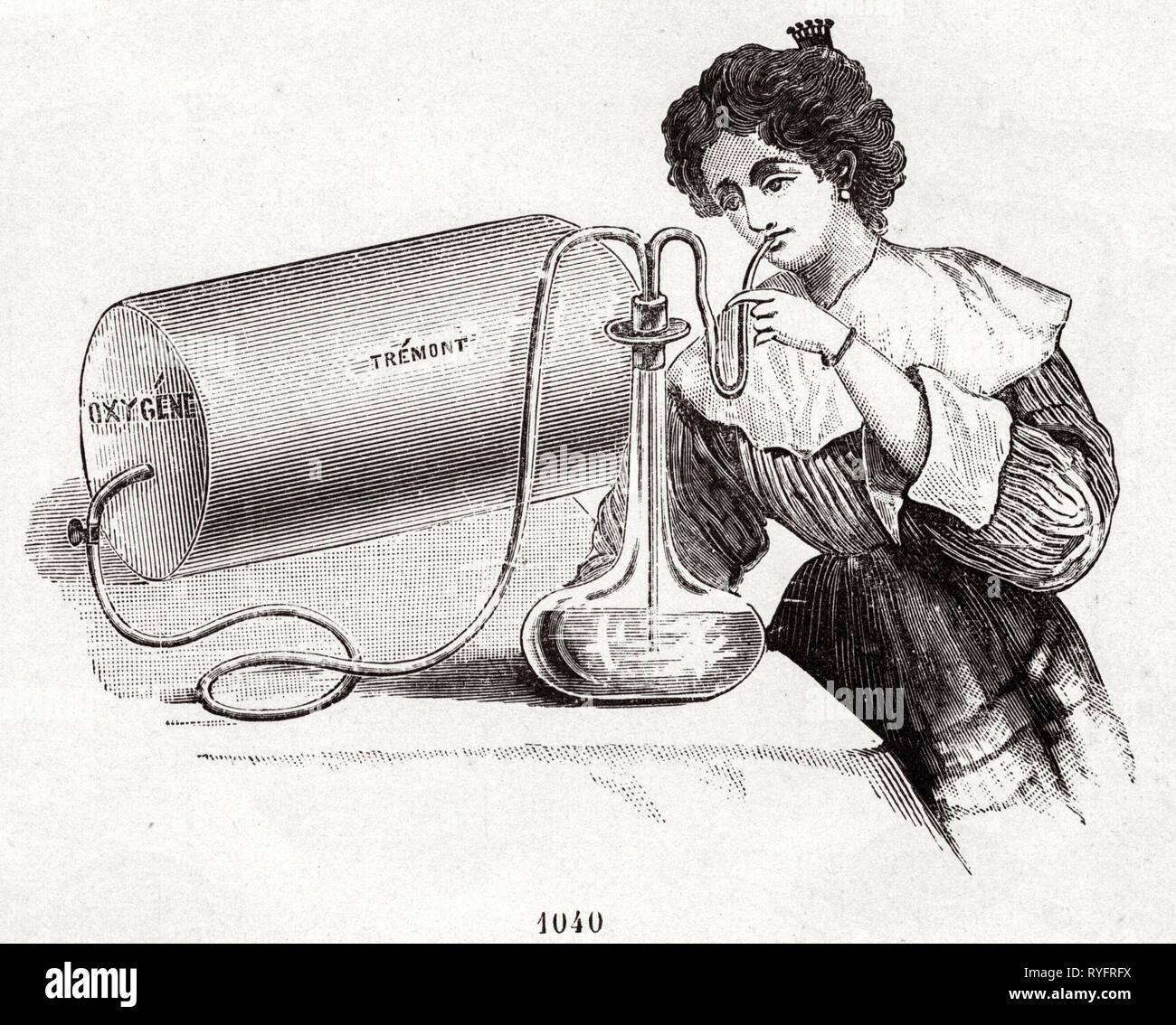 Französische Abbildung um 1899 Sauerstoffbehandlung. Stockfoto