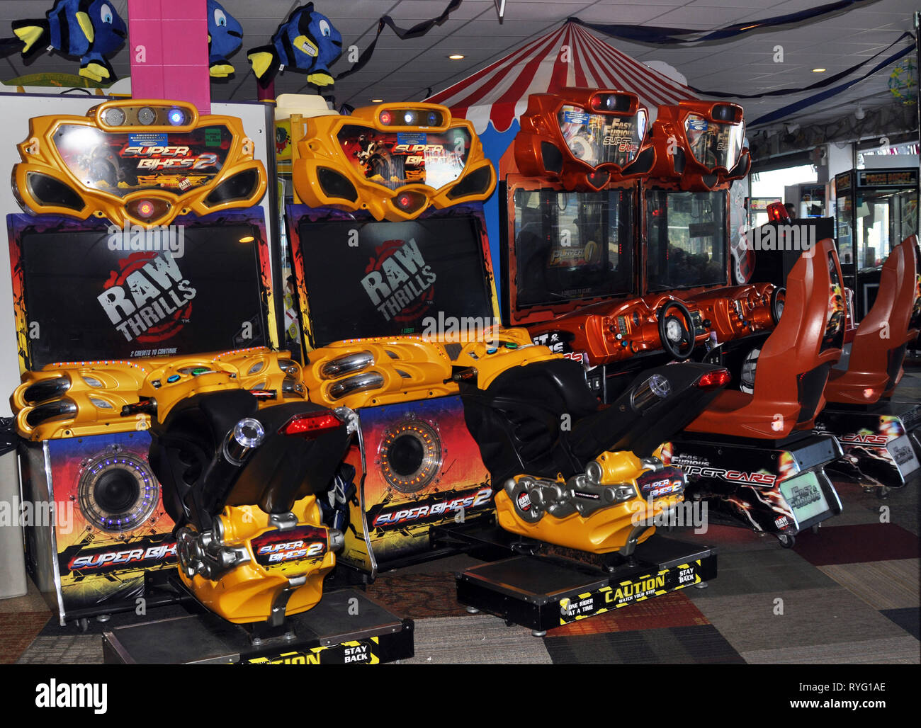 Das Innere von ED'S Arcade auf der Promenade in Wildwood, New Jersey Stockfoto