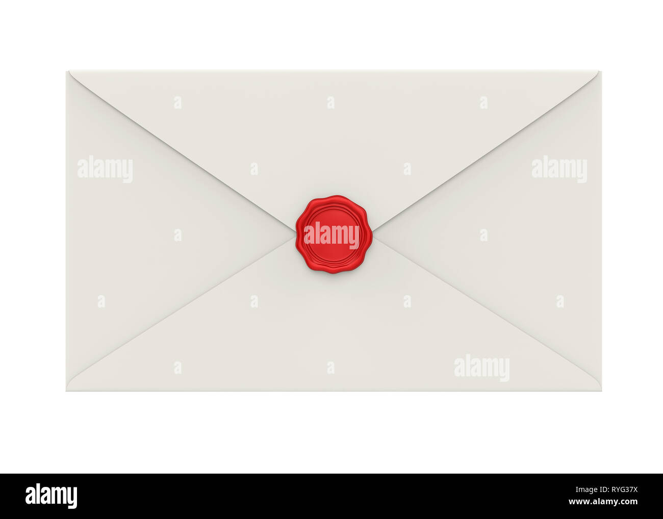 Umschlag mit rotem Wachs Dichtung isoliert Stockfoto
