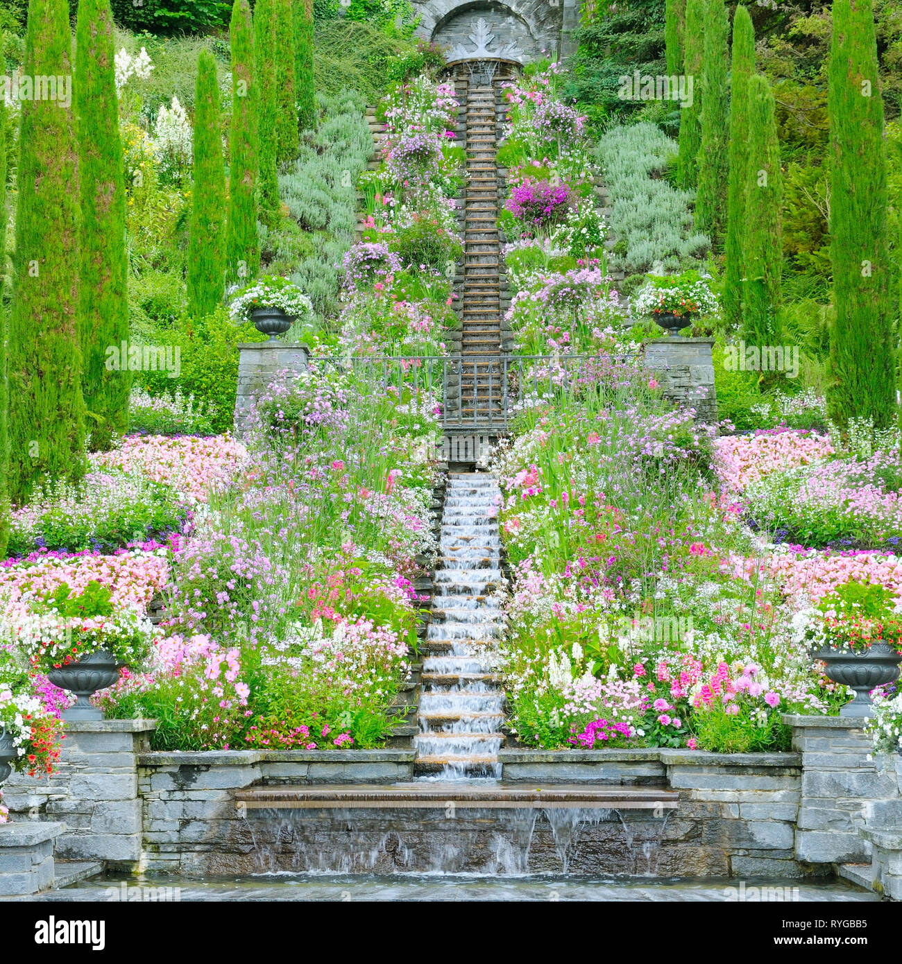 Flower Garden Und Andere Pflanzen Eine Treppe Und Ein Wasserfall Auf flower-garden-und-andere-pflanzen-eine-treppe-und-ein-wasserfall-auf