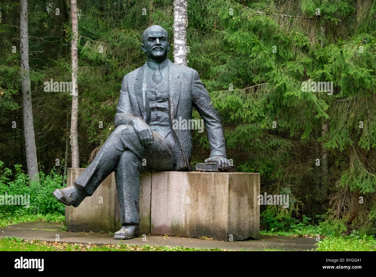 Skulptur von Wladimir Iljitsch Lenin in der grutas Park, Litauen, ein Beispiel für den Sozialistischen Realismus Statuen versammelt um von der ehemaligen Sowjetunion Stockfoto