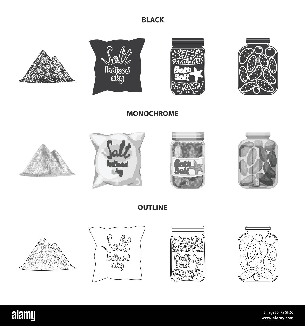Haufen, Beutel, Flasche, Bank, salzig, Gurken, Hill, Gewürze, Badewanne, Pulver, Wellness, weiß, Vintage, Körner, Streuen, sauber, Mehl, Container, сafe, Berg, Snack, Stoff, Glas, Kochen, Meer, Natur, Backen, Salz, Nahrungsmittel-, Natrium-, Mineral, Raw, Küche, Set, Vector, Icon, Illustration, isoliert, Sammlung, Design, Element, Grafik, Zeichen, Vektor, Vektoren, Stock Vektor