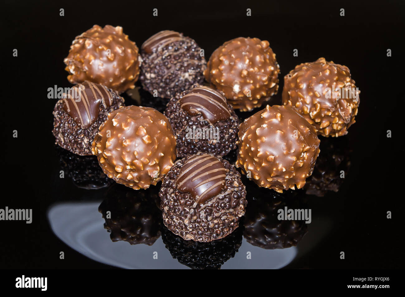 Schokolade Pralinen Hintergrund, Ostern feiern. Stockfoto
