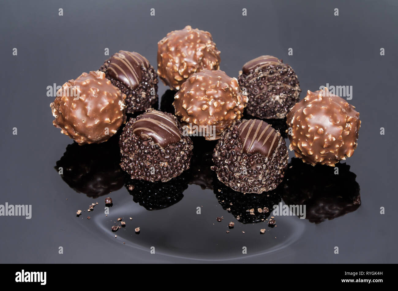 Schokolade Pralinen Trüffel. Luxus Schokolade. Stockfoto