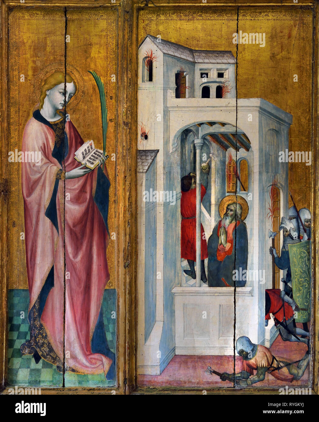 Die thouzon Altarbild (junge weibliche Märtyrer und Sebastian) 1410, Jacques Yverni, 1410-1438, Frankreich, Französisch, (der Kult des Hl. Sebastian) Stockfoto