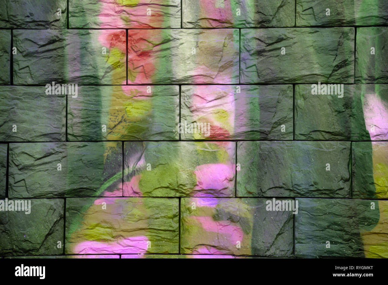 Hintergrund Wand mit dekorativem Mauerwerk closeup Makro Stockfoto