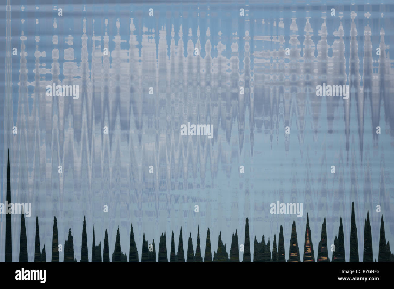 Schließen Sie herauf Bild aus gewelltem Glas Fenster Partition in der Perspektive rückläufig Stockfoto
