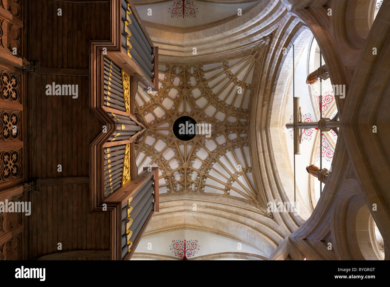 Zu den zentralen Turm in Wells Cathedral. Stockfoto