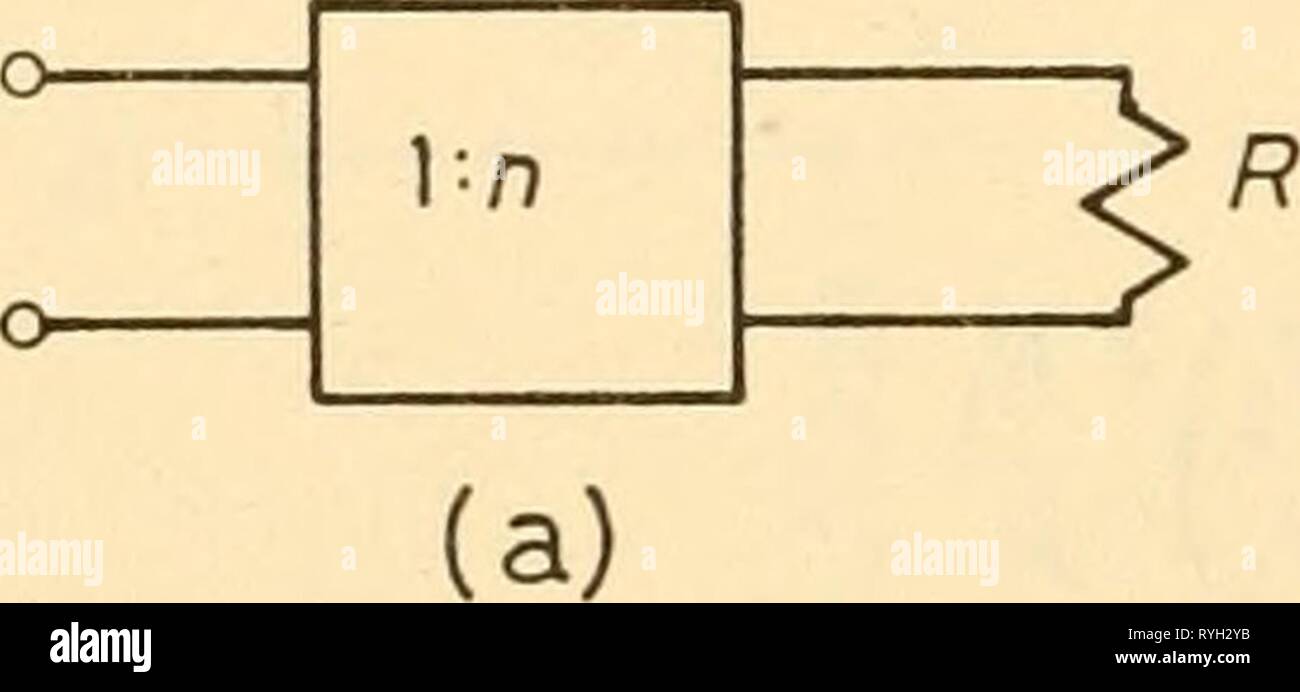 Elektronische Geräte für die biologische Forschung electronicappara 00 dona Jahr: 1958, Induktivitäten und Widerständen der ideale Transformator soll Das ist ein Spannungsverhältnis zwischen Eingabe und Ausgabe von n zu haben, so dass^2 = ne^, vollständig und effizient zu sein, so dass e^i^=^I'l und/'i = ni^. Wenn eine Last R an den Ausgangsklemmen verbunden sein, dann ich^=e^ lR, und es ist leicht zu sehen, dass/^=n^eiJR. °f'1F * Tn n S Wo-t; = n A/, Abbildung 4.23 Vergleich mit der Transformation, die durch elektromagnetische induc-, sehen wir, dass/^=n^eJR ist analog zu den nützlichen Bruchteil der Primar Stockfoto