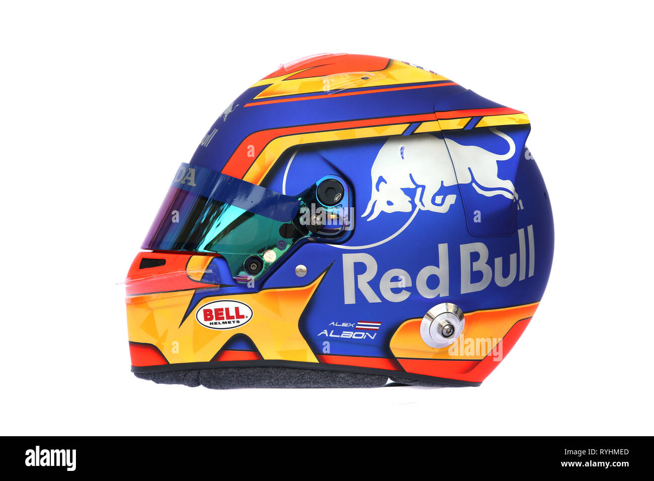 &#Xa9; Foto 4/LaPresse 14/03/2019 Melbourne, Australien Sport Formel 1 Grand Prix von Australien 2019 In der Pic: Der Helm von Alexander Albon (THA) Scuderia Toro Rosso STR 14. Stockfoto