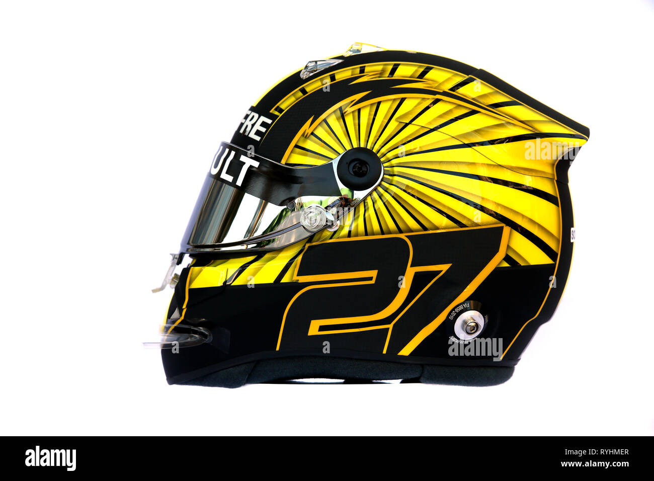 &#Xa9; Foto 4/LaPresse 14/03/2019 Melbourne, Australien Sport Formel 1 Grand Prix von Australien 2019 In der Pic: Der Helm von Nico Hulkenberg (GER) Renault Sport F1 Team RS 19. Stockfoto