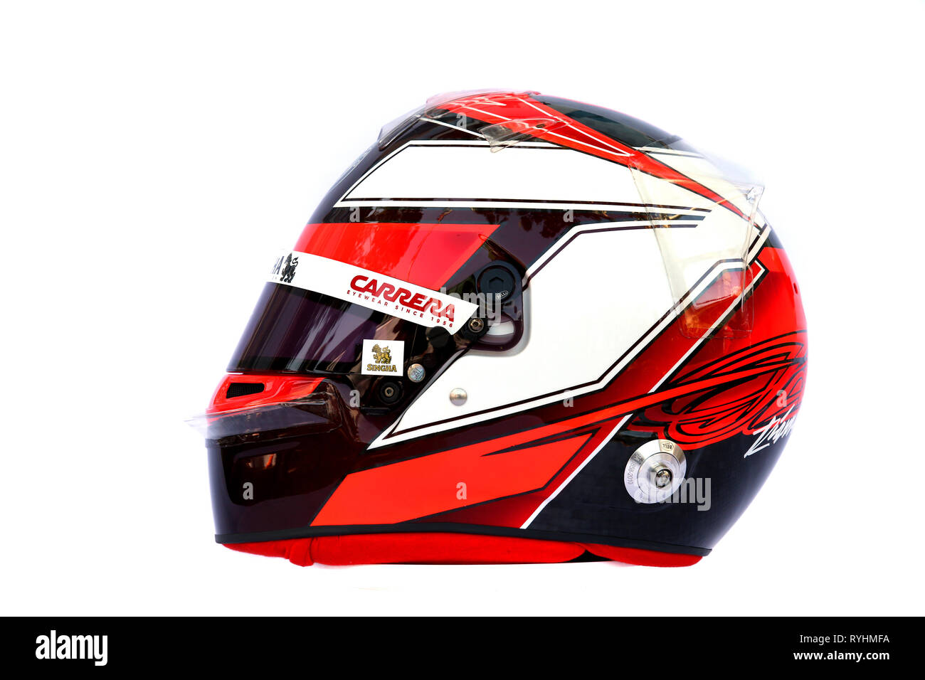 &#Xa9; Foto 4/LaPresse 14/03/2019 Melbourne, Australien Sport Formel 1 Grand Prix von Australien 2019 In der Pic: Der Helm von Kimi Räikkönen (FIN) Alfa Romeo Racing C38 Stockfoto