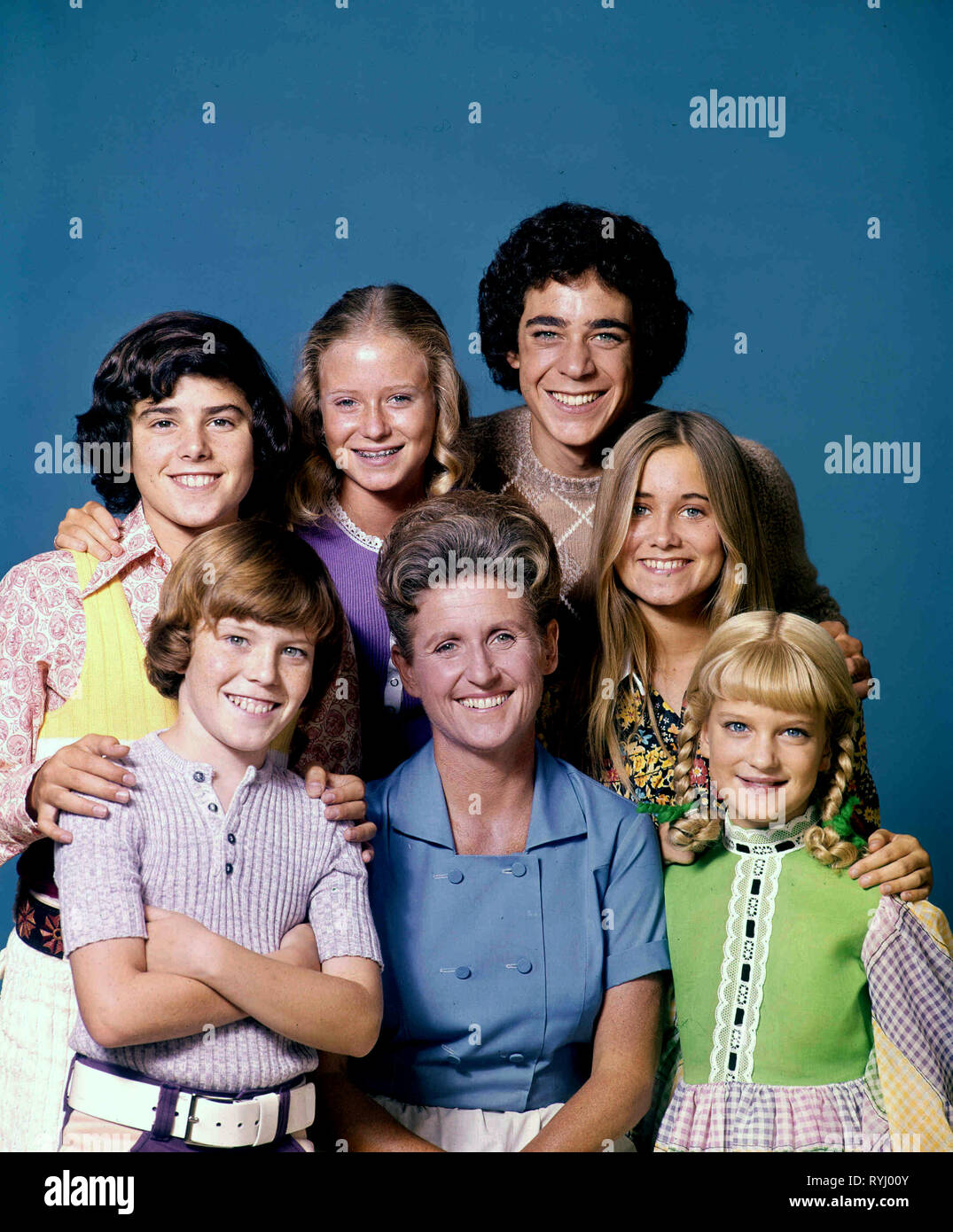 CHRISTOPHER KNIGHT, MIKE LOOKINLAND, EVE PLUMB, ANN B.DAVIS, Barry Williams, MAUREEN MCCORMICK, SUSAN OLSEN, der Brady Bunch, 1969 Stockfoto