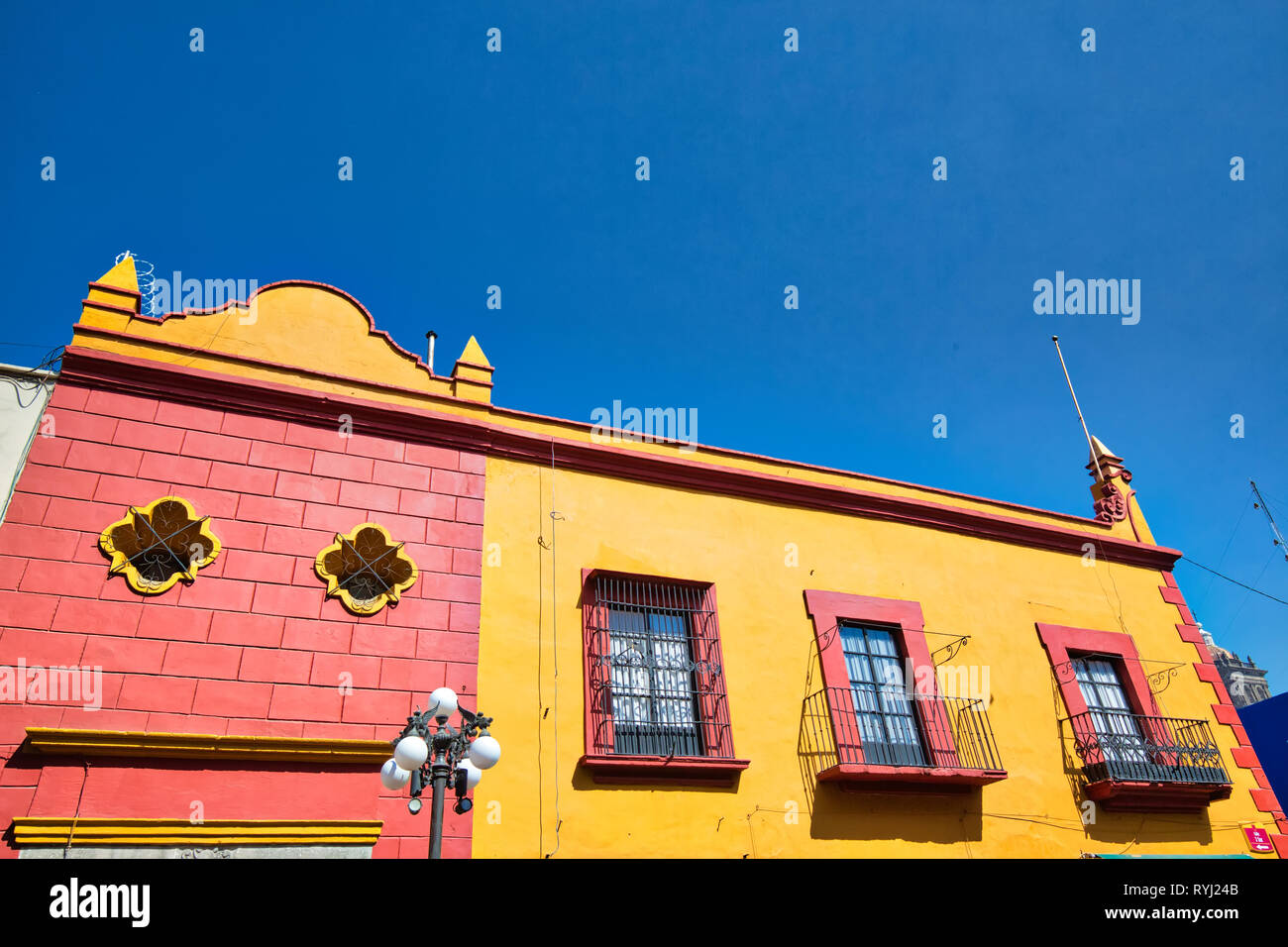 Bunte Puebla Straßen im Zocalo historischen Stadtzentrum Stockfoto