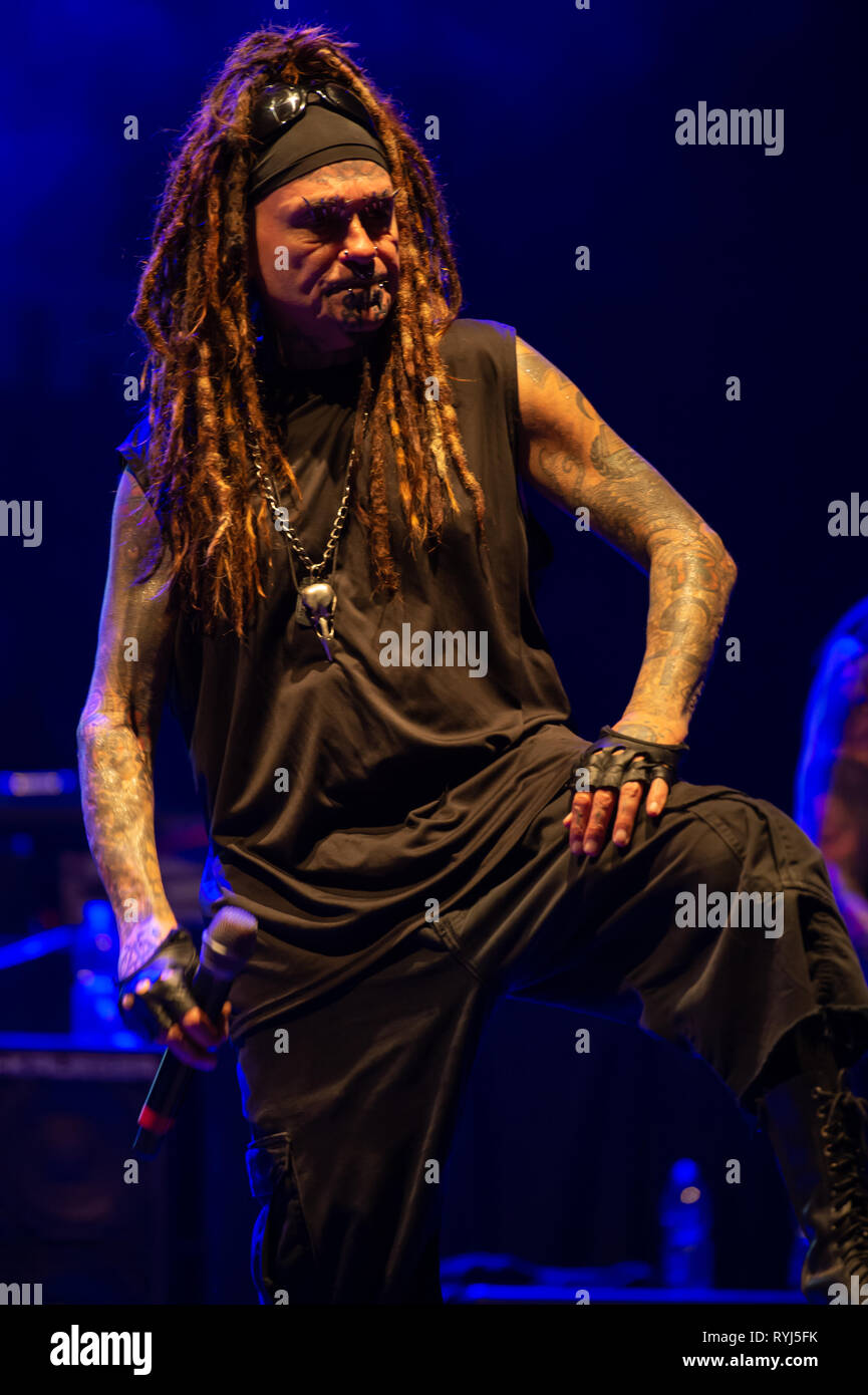 Al Jourgensen, Sänger, Gitarrist, Keyboarder und Leiter des Industrial Metal Rock Band des Ministeriums. Villa Ada, Rom, Italien,1-08 2018 Stockfoto