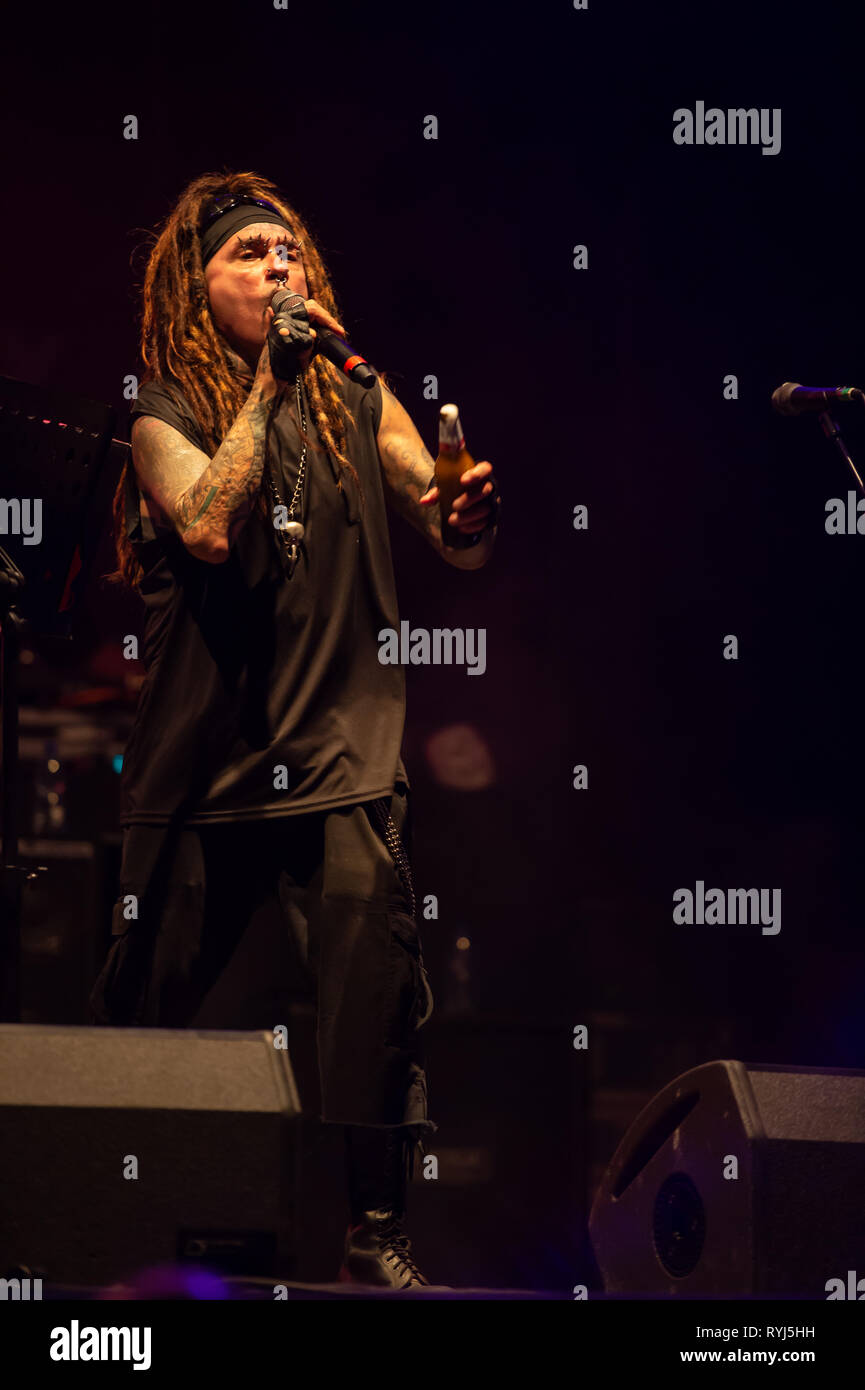 Cesar Soto, Gitarrist von Industrial Metal Band Ministerium. Villa Ada, Rom, Italien, 01-08-2018 Stockfoto