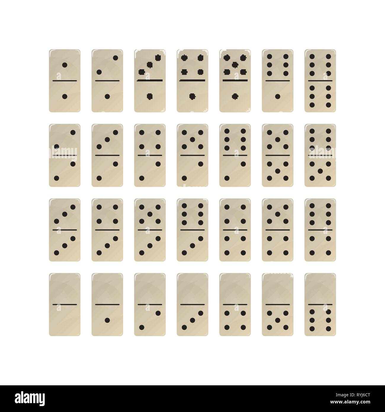 Das Spiel der Domino. Satz von weißen Blöcken. Vector Illustration Domino. Stock Vektor