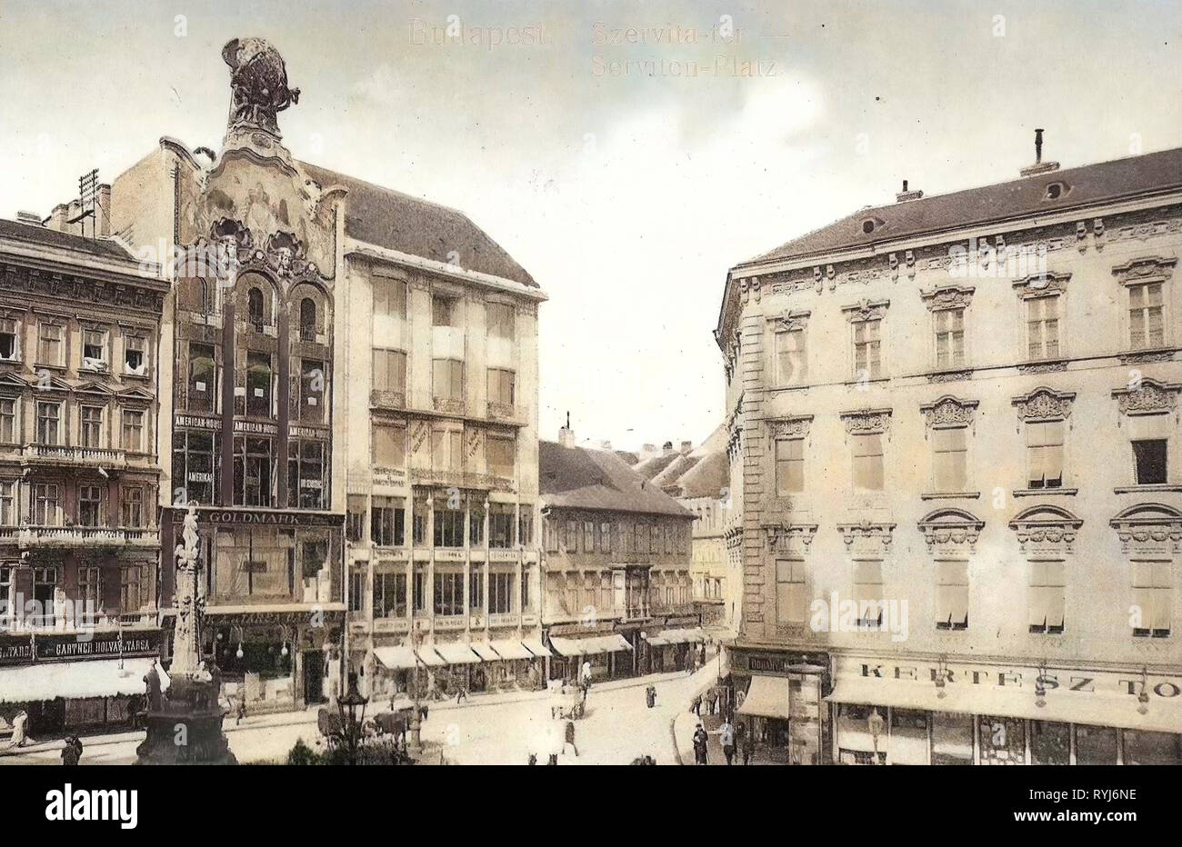 Szervita Platz, Gebäude in Budapest, Budapest, 1908, Budapest, Serviten Platz, Ungarn Stockfoto