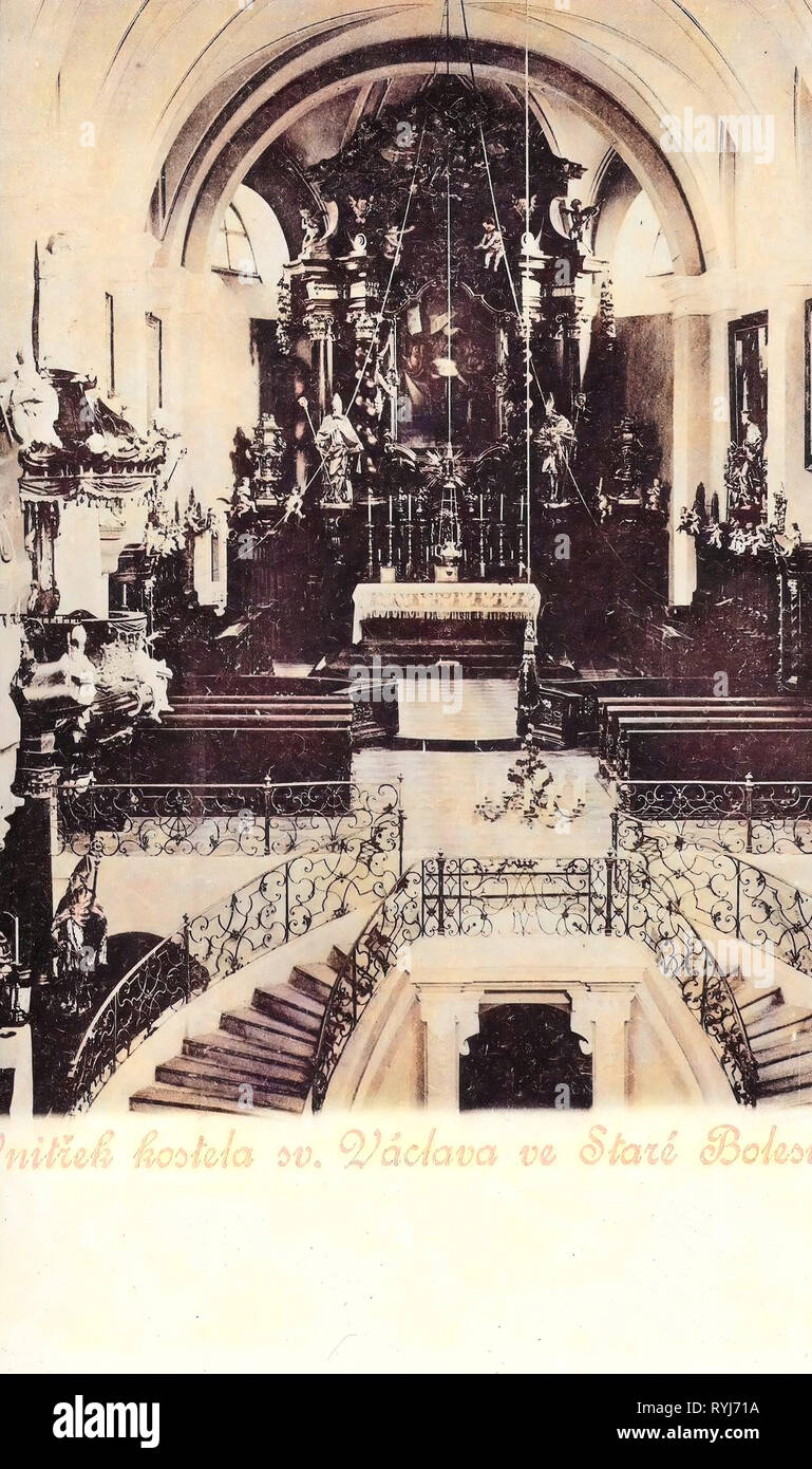 Kirche des heiligen Wenzel (Stará Boleslav), 1899, Mittelböhmische Region, Stare Boleslavi, Altar und Kircheninnere der Marienkirche Stockfoto