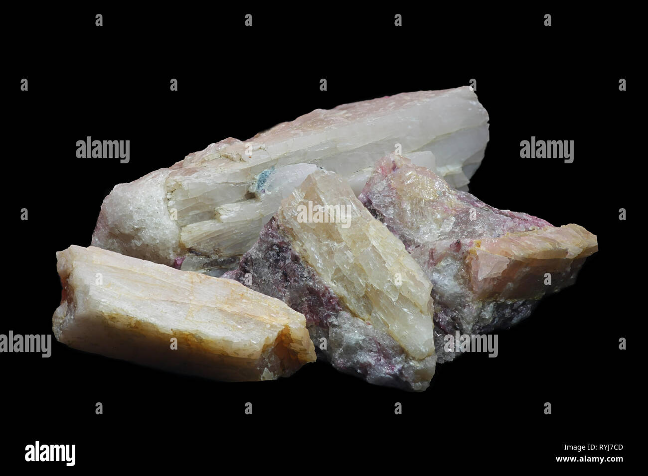 Kristalle von industriellen Lithium erz Spodumene. Probe von Haapaluoma Finnland. Stockfoto