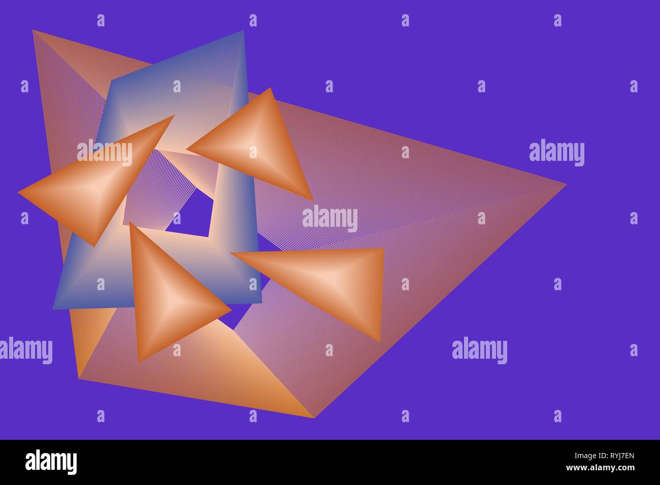 Abstrakte geometrische Figuren mit dem Gradienten und der Text Platz auf violette Hintergrund Stock Vektor